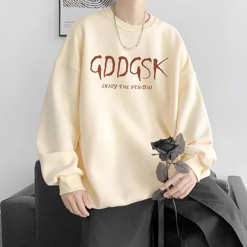 HEARUJOY  -  Men's Oversized Hoodie White 5XL Unisex Autumn Over Size Hoodies for Men Letter Print Man Casual Wear Hoody Male Sweatshirt