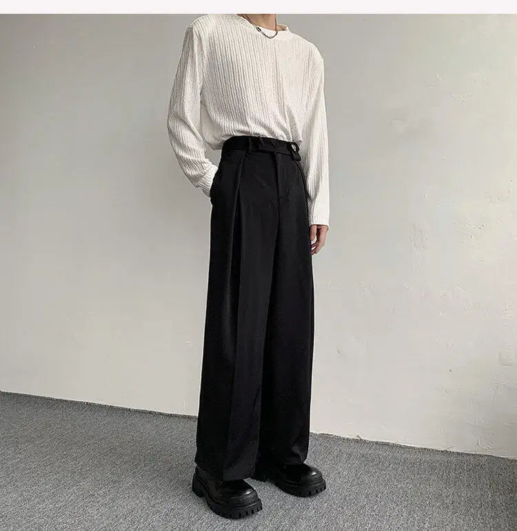 HEARUJOY  -  Korean Black Suit Pants Men Oversized Fashion Social Mens Dress Pants Loose Straight Wide Leg Pants Mens Office Formal Trousers