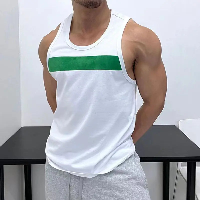 HEARUJOY  -  100% Cotton Vest Men Sleeveless Sprots Slim Fit T-shirt Summer Fitness Muscles Tank Top Beach Contrast Color Tee Mens Clothing