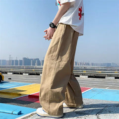 Hearujoy Harajuku Cotton Wide leg Oversize Pants Casual Pants Baggy Sweatpants Streetwear Long Pants For Men Straight Trousers