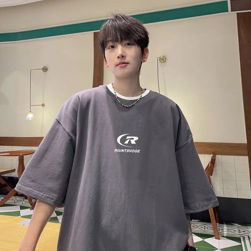 HEARUJOY  -  T Shirt Oversized Cotton For Men White Men's Letter Print T-shirts 5XL Men Casual Wear Summer Tee Shirts Unisex Big Size