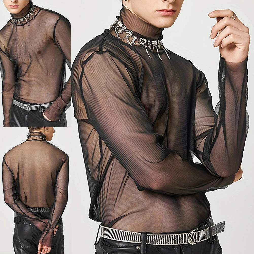 HEARUJOY  -  Solid Turtleneck Shirts Mens Turtleneck T-Shirts Vacation Wear Fashion Streetwear Suitable For Summer Summer Wear