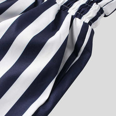 Hearujoy Fashion Men Striped Rompers Short Sleeve Button Shorts Lapel Jumpsuit Drawstring Streetwear 2024 Casual Playsuit Hombre