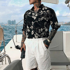 Hearujoy Men Fashion Clothing Summer High Quality Floral Retro Casual Hawaiian Flower Shirt Slim Fit Beach Short Sleeve Shirt Unisex