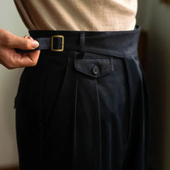 HEARUJOY  -  Vintage Gurkha Pants Men British Style High Waist Casual Straight Trousers Spring Autumn Fashion Loose Ankle-Length Naples Pant