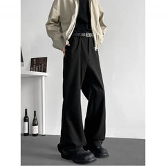 HEARUJOY  -  Suit Pants Men Fashion Society Mens Black Dress Pants Korean Casual Loose Straight Pants Mens Office Formal Trousers M-3XL