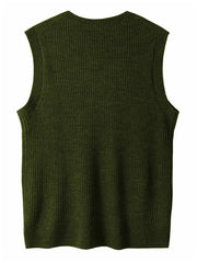 HEARUJOY  -  Casual Simple Solid Color All-match Knit Vest Mens Autumn Trendy Slim V Neck Tank Tops Men Leisure Sleeveless Knitted Camisoles
