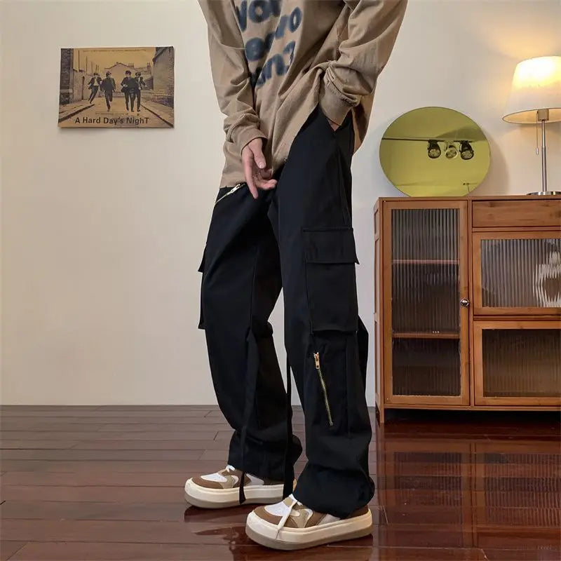 HEARUJOY  -  Spring Summer Multi Pocket Straight Cargo Pants for Men Designer Techwear Korean Style Luxury New in Casual Baggy Trousers Man