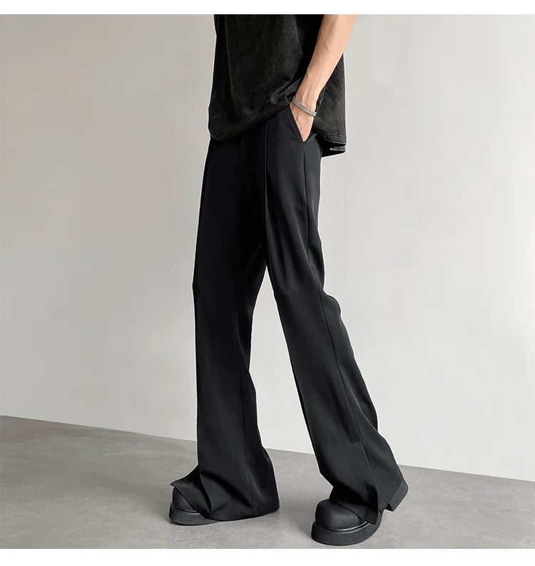 HEARUJOY  -  Brown Black Suit Pants Men Fashion Social Mens Dress Pants Korean Casual Loose Flared Pants Mens Office Formal Trousers M-2XL
