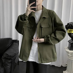 HEARUJOY  -  Work Jacket Men's Spring Autumn Korean Trendy Handsome Tops Ins Brand Loose Stand Collar Jacket