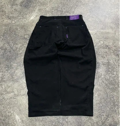 Hearujoy Harajuku simple printed straight jeans y2k hip hop skateboard Cowboy rap new street fashion loose wide leg floor mopping pants
