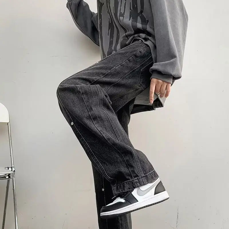 Hearujoy Workwear Jeans Men's Loose Straight Leg Pants Men's Casual Pants High Street Fashion Brand