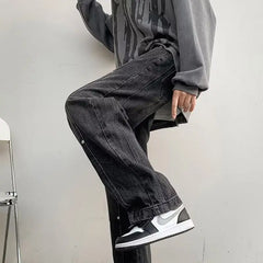 Hearujoy Workwear Jeans Men's Loose Straight Leg Pants Men's Casual Pants High Street Fashion Brand