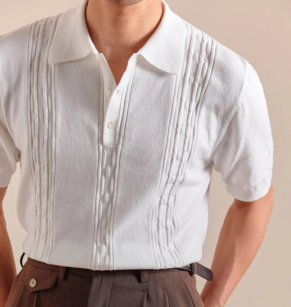 HEARUJOY  -  Summer Retro Collar Italy Polo Shirt Men Cotton Blend Short Sleeve Lightweight Breathable Casual Half Sleeve Top Knitted Tshirt
