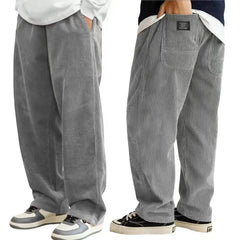 HEARUJOY  -  Spring Autumn New Men's Corduroy Pants American Style Pocket Loose Trousers Embroidered Logo Retro Straight Leg Pant For Male