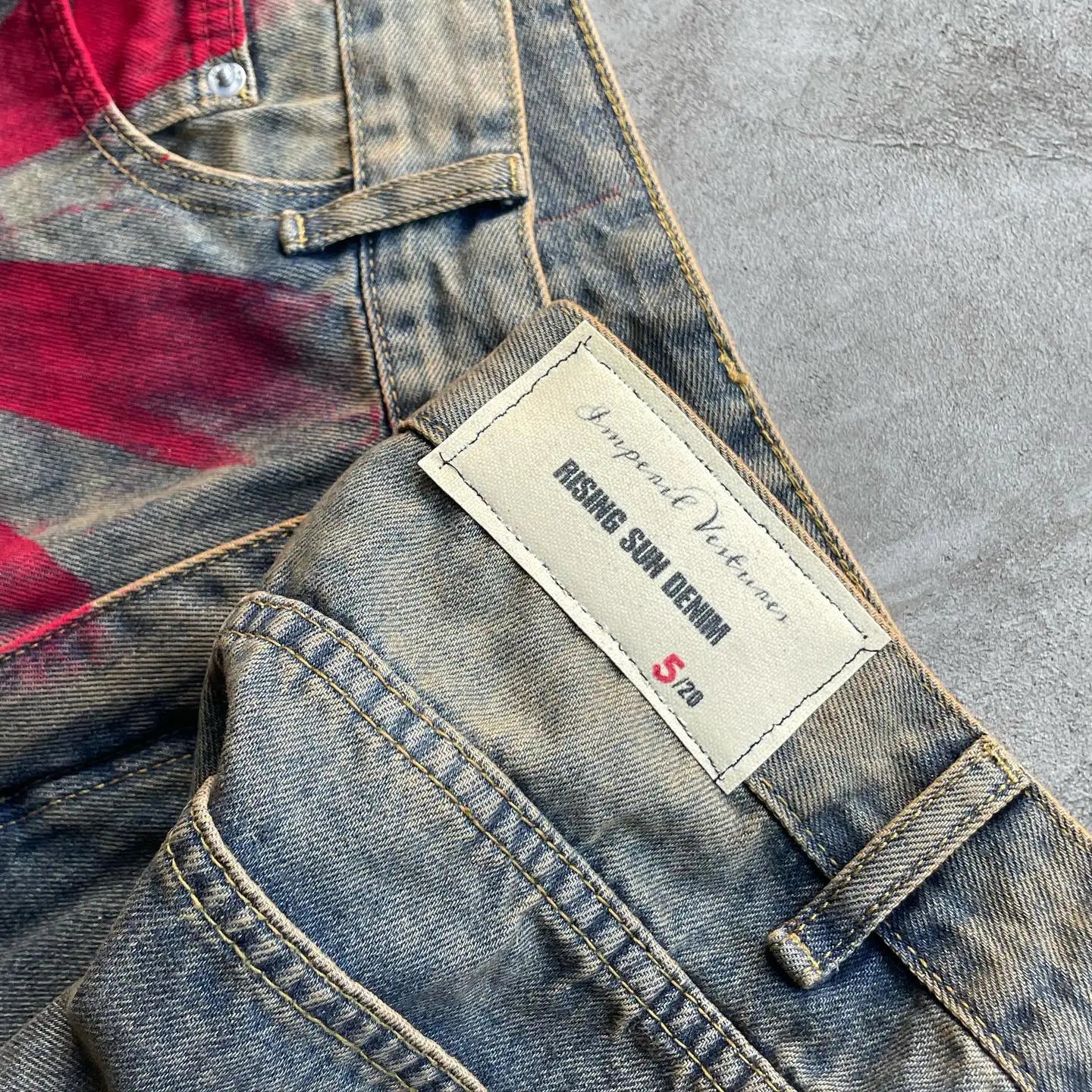 Hearujoy Y2K Fashion Red Print Grey Washed Baggy Jeans Men Women American Streets Harajuku Gothic Skateboard Pants Vintage Street Clothes