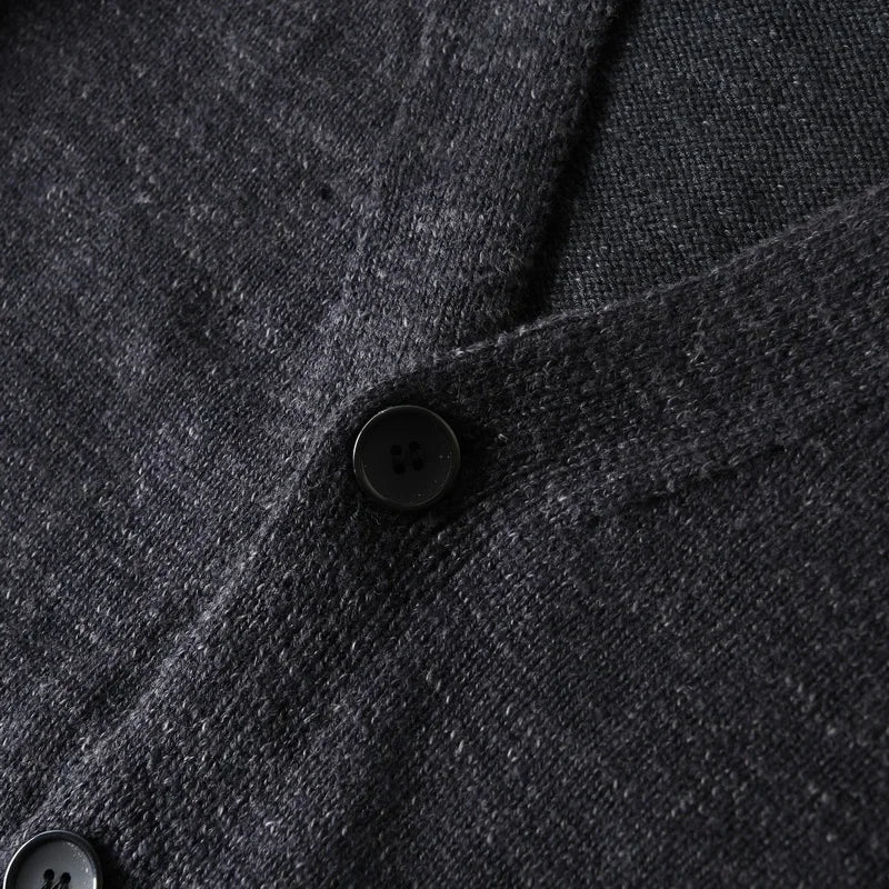 HEARUJOY  -  Premium Wool-Blend Relaxed Fit Layered V-Neck Cardigan Men's Warm Knit Sweater Coat for Autumn/Winter
