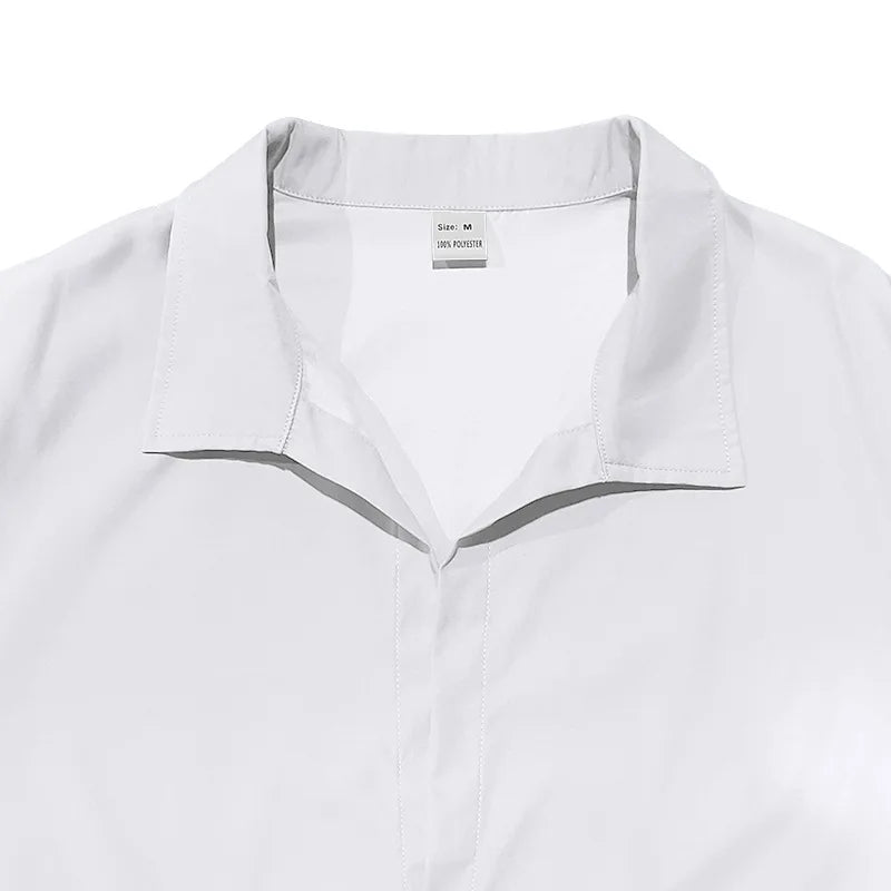 HEARUJOY  -  Men's Spring and Autumn Long Sleeve T-shirt Casual Loose Cardigan Lapel Button Down Shirt