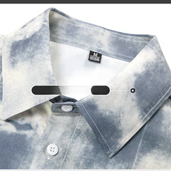 HEARUJOY  -  Men's Summer Short Sleeve Tie Dye Shirt Thin Beach Shirt Beach Men Clothing Turtle Neck Polo Shirt for Men Casual Top Tees