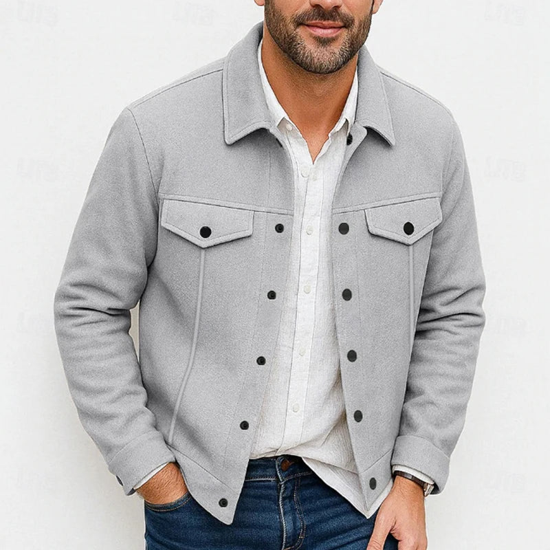 HEARUJOY  -  Daily Casual Mens Woolen Jacket Coat Vintage Turn-down Collar Button Pockets Cargo Jackets Men Autumn Fashionable Cardigan Tops