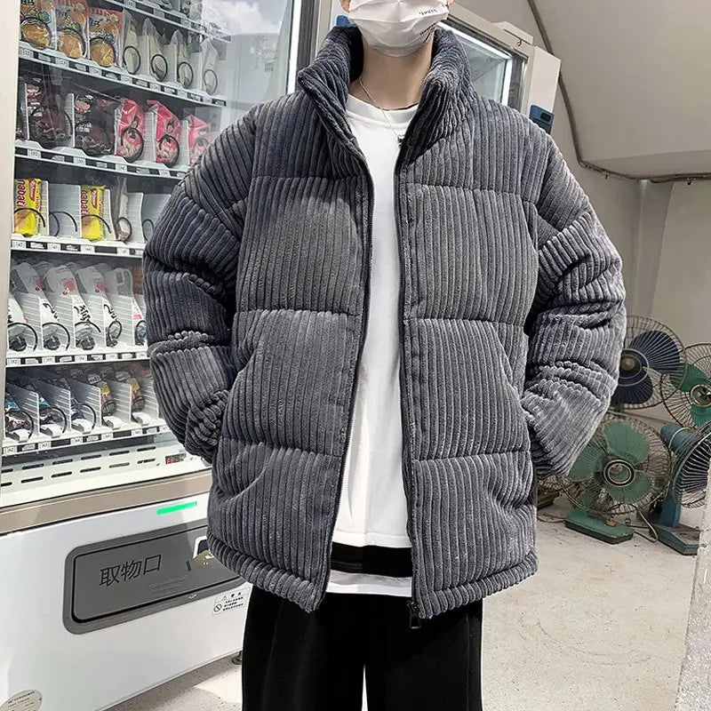 HEARUJOY  -  Winter Jacket Men Parkas Thicken Warm Coat Stand Collar Oversize Parkas Korean Style Male Padded Coat Warm Jackets Harajuku