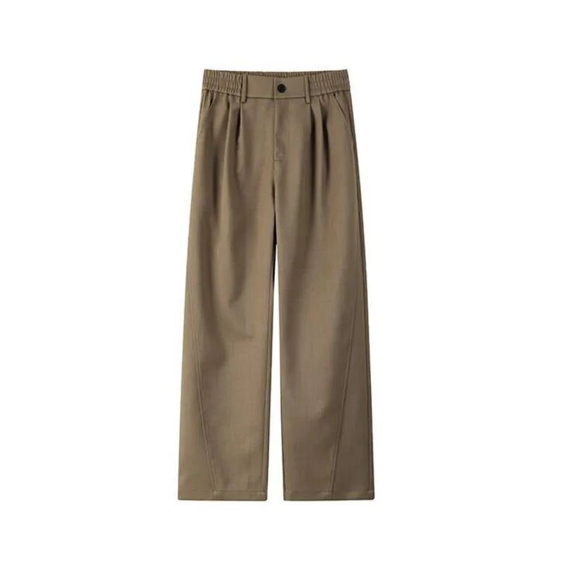 HEARUJOY  -  Black Brown Suit Pants Men Society Mens Dress Pants Korean Loose Casual Straight Pants Mens Office Formal Trousers Large Size