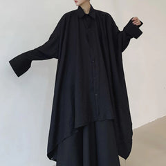 Hearujoy Mens Harajuku Irregular Shirt 2024 Spring New Fashion Goth Handsome Loose Oversized Lapel Fashion Long Sleeve Cloak Unisex