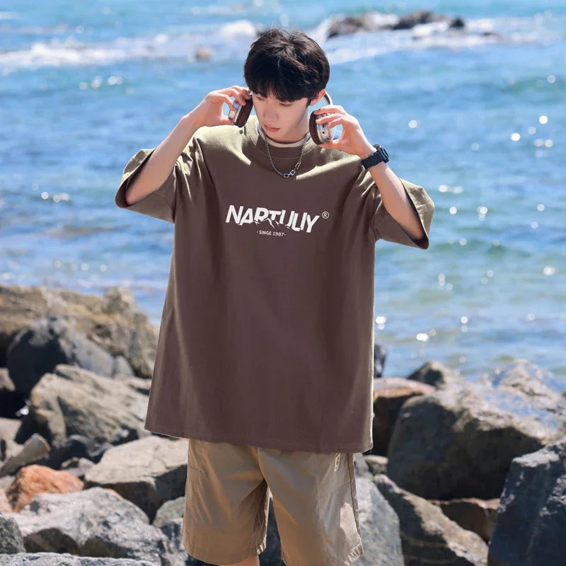 HEARUJOY  -  T Shirt Oversized Cotton For Men White Men's Letter Print 5XL T-shirts Men Casual Wear Summer Tee Shirts Big Size Clothing