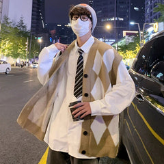 HEARUJOY  -  New Autumn Winter Fashion Trend Casual Vneck Cardigan Vest For Men Highquality Korean Version Loose Comfortable Versatile Jacket