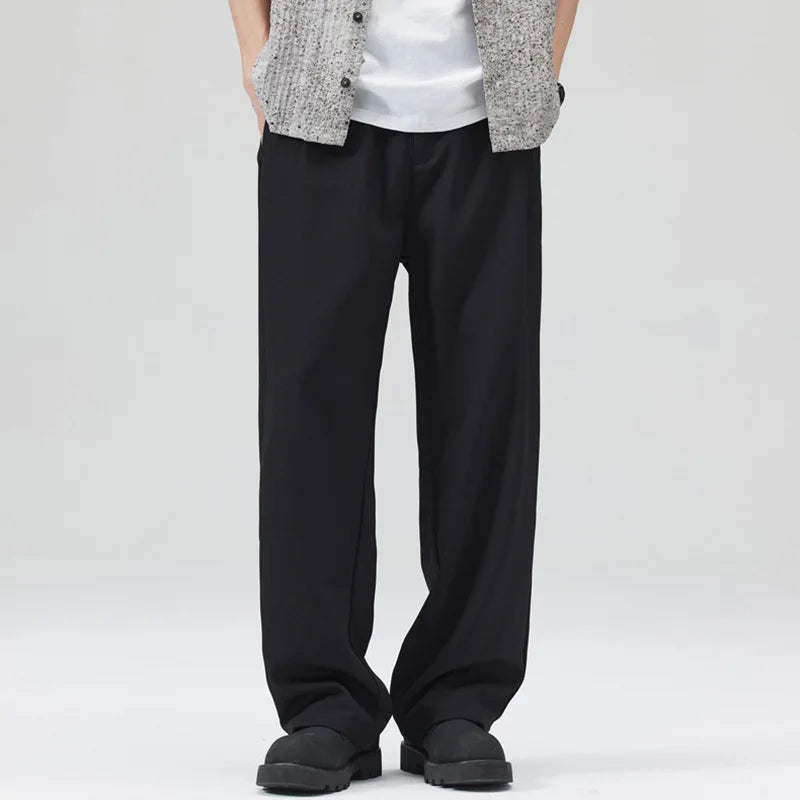 HEARUJOY  -  New Fashion Men's Suit Pants Summer Single Pleated Casual Wide Leg Draped Full Length Trousers Thin Male Bottoms