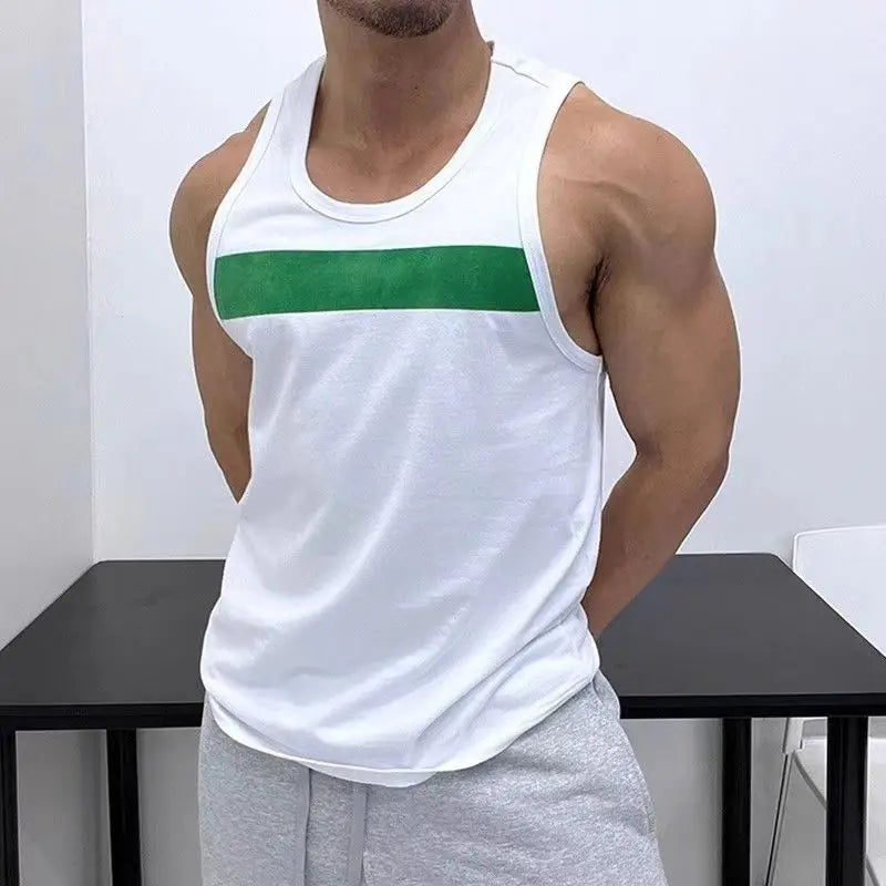 HEARUJOY  -  100% Cotton Vest Men Sleeveless Sprots Slim Fit T-shirt Summer Fitness Muscles Tank Top Beach Contrast Color Tee Mens Clothing