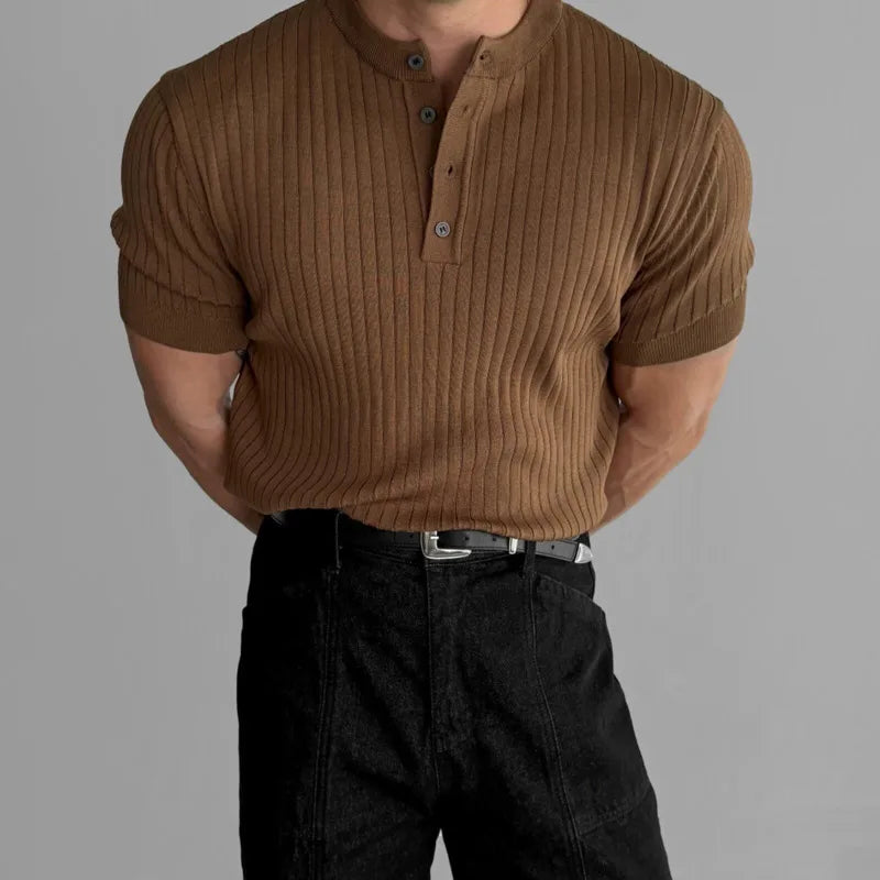 HEARUJOY  -  Summer Short Sleeved T-shirt Men Slim Fit Fashion Casual White T Shirt Men Streetwear Korean Black Button T Shirt Mens Top M-3XL