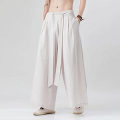 HEARUJOY  -  Spring Men Chinese Style Cotton Linen Harajuku Pants Men Kung Fu Kimono Trousers Male Street Wushu Wide Leg Pants Bottom