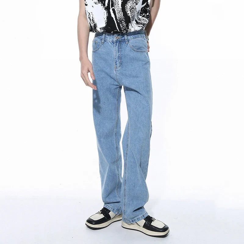 Hearujoy Jeans Simple Style Fashion Casual 2024 Summer Pocket Zipper Men's Straight Leg Trousers Loose Male Denim Pants 9C5377