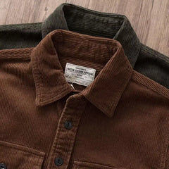 HEARUJOY  -  American Retro Heavyweight Corduroy Shirt Men's Loose Workwear New Thick Long Sleeved Shirt Jacket Men
