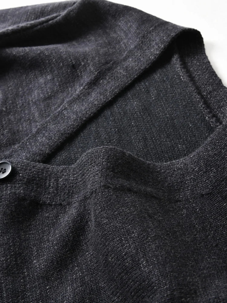 HEARUJOY  -  Premium Wool-Blend Relaxed Fit Layered V-Neck Cardigan Men's Warm Knit Sweater Coat for Autumn/Winter