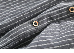 HEARUJOY  -  Men's Casual Cotton Shirt Short Sleeve Blouse Tops Summer Botton Pinstripe Holiday Shirt Comfortable Handsome Men Henley Shirt