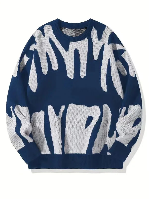 HEARUJOY  -  Autumn Winter Men Knitted Sweaters Irregular Jacquard Pattern Pullovers Thicken Warm Tops Male Casual Round Neck Knitwear