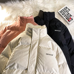 HEARUJOY  -  Letter Graphic Oversized Men Women Parka Fashion Streetwear Male Female Fleece Thicken Winter Jacket New Women's Clothing