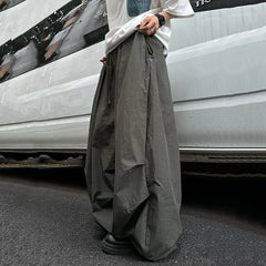 HEARUJOY  -  Spring Summer Loose Casual Soft Flowy Lightweight Wide Leg Shorts for Men Elastic High Waist Korean Fashion