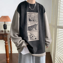 HEARUJOY  -  Mens Crewneck Sweatshirt Men Graffiti Oversized Japanese Streetwear Hip Hop Black Hoodie Men Sweatshirts Hoodies