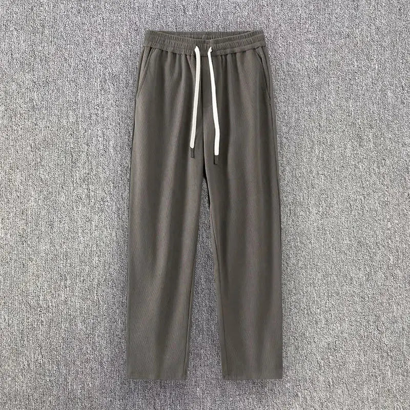 HEARUJOY  -  Men's Wide Leg Pants Elastic Waist Drawstring Harem Sweatpants Fashion Loose Casual Sports Straight Leg Trousers