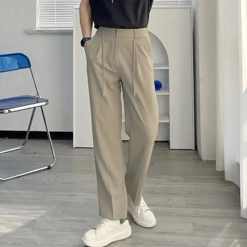 Hearujoy Straight Draped Male Suit Trousers Fluid Baggy Business Social Tailoring Men's Summer Pants 2024 Anti-wrinkle Stylish Classic Up