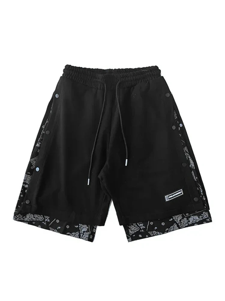 Hearujoy Men's Shorts for Men Basketball Short Homme Paisley Summer Black Clothes for Men Hippie Streetwear Hip Hop Harajuku