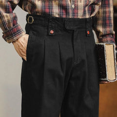 HEARUJOY  -  American Vintage Gurkha Trouser For Men British Style Casual Loose Straight Cargo Pants Spring Autumn Fashion Cotton Naples Pant