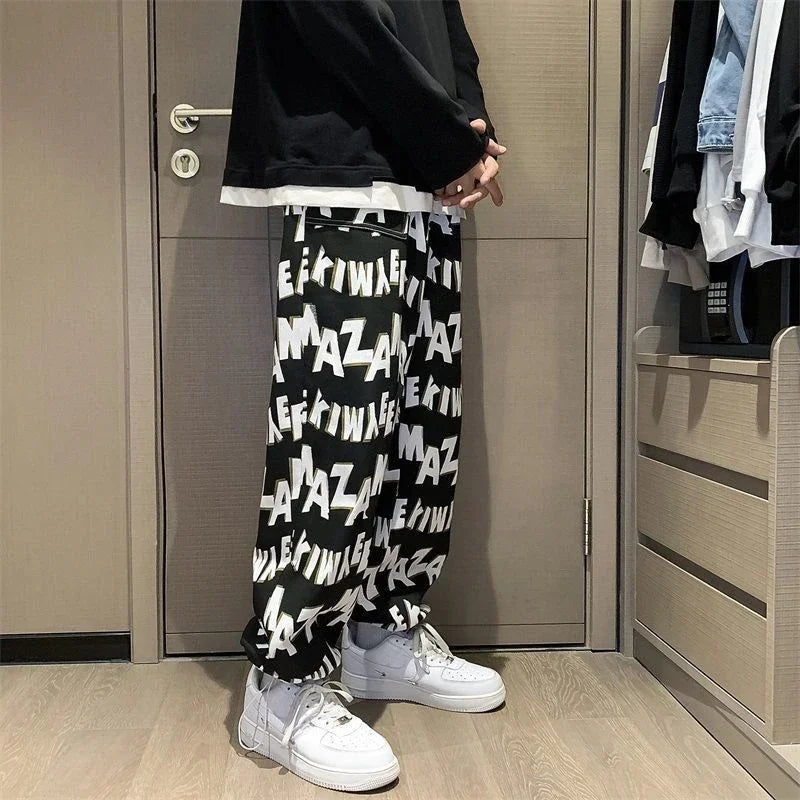 Hearujoy Straight Thin Wide Baggy Men's Casual Pants Hippie Loose Summer Hip Hop Male Trousers Spandex Sale High Quality Harajuku Fashion