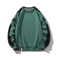HEARUJOY  -  Men's Round Neck Hoodies Spring Autumn New Fashion Trend Versatile Patchwork Long Sleeve Letter Print Pullover Loose Casual Tops