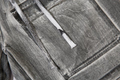 Hearujoy High Street Front Pockets Graffiti Painted Drawstring Cargo Shorts for Men and Women Straight Baggy Casual Five Point Pants