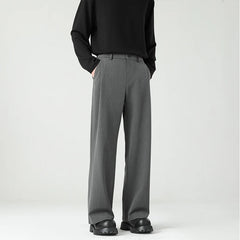 HEARUJOY  -  Autumn New Men's Black Gray Suit Pants Loose Straight Drape Solid Color Elastic Business Work Casual Trousers Fashion Clothing