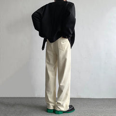 HEARUJOY  -  Beige Baggy Jeans Men Fashion Casual Oversized Wide Leg Jeans Men Streetwear Korean Loose Straight Denim Pants Mens Trousers